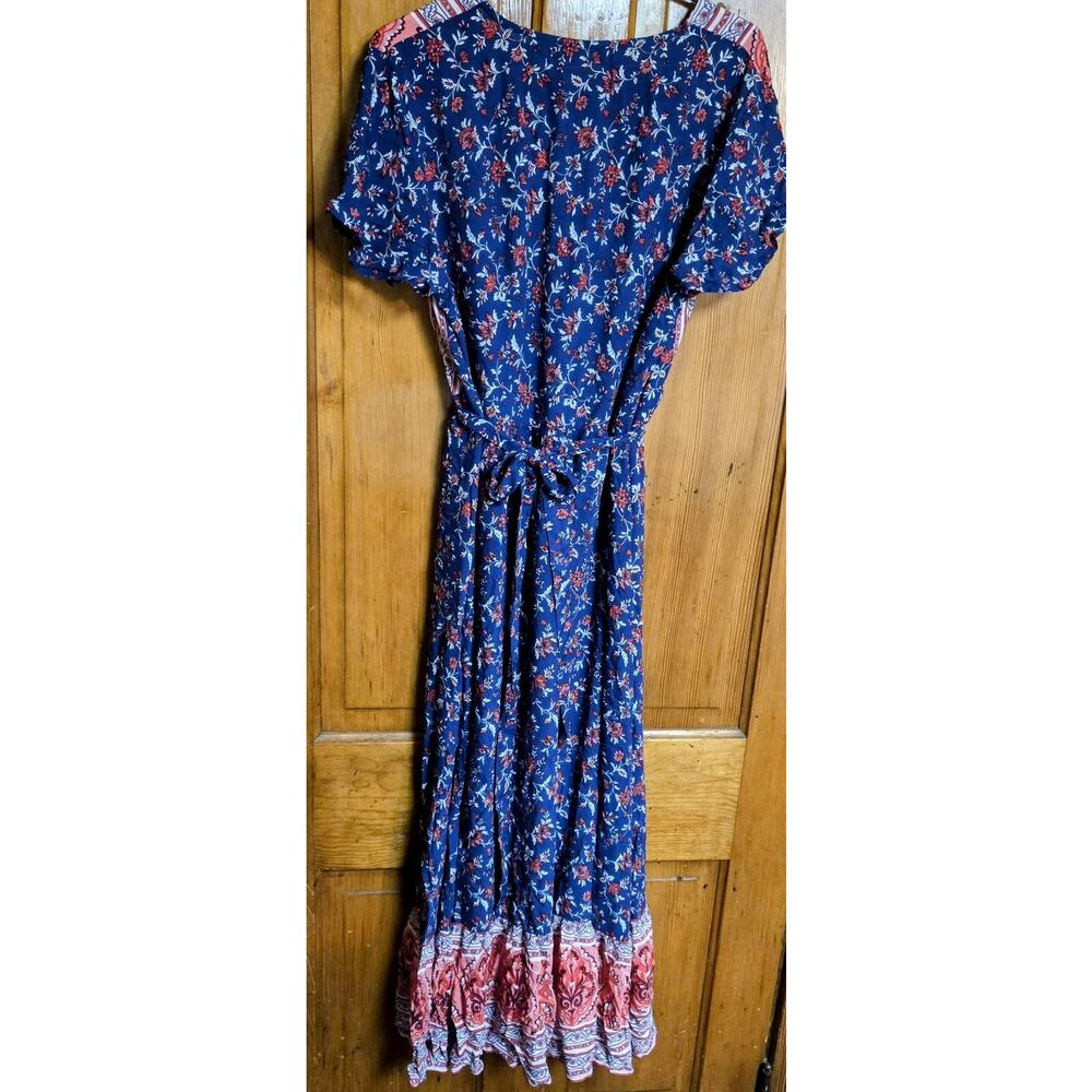 Zesica Floral Wrap Maxi Boho Dress Flowy Flutter Sleeves Lightweight Size XL - Picture 4 of 8